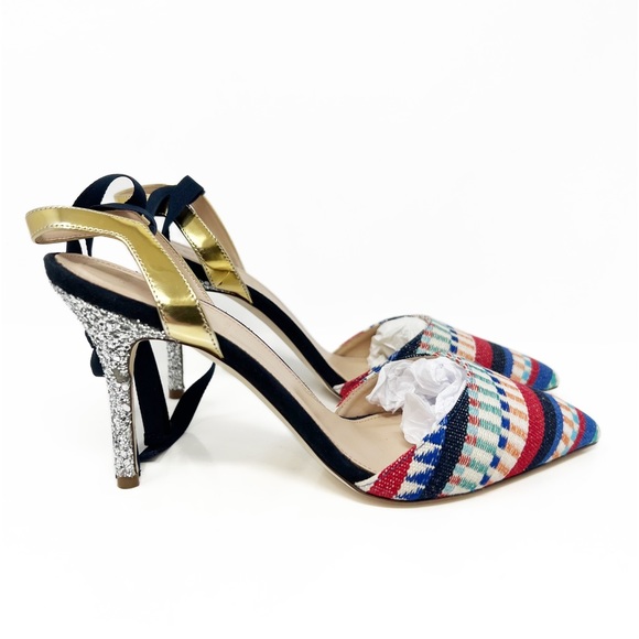 SOLD! J.CREW Elsie Geometric Bow Ankle Tie Pumps Made in Italy - Picture 2 of 12